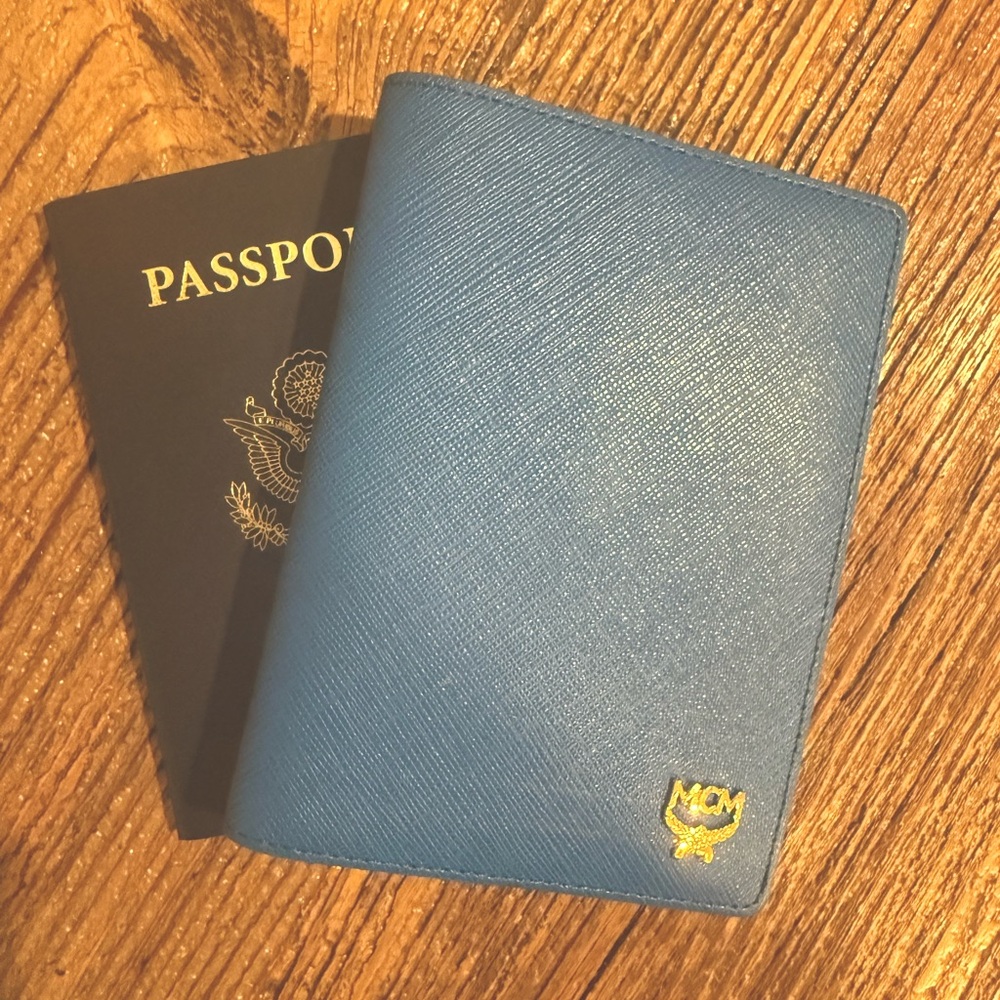 Authentic MCM Passport Holder Wallet Blue